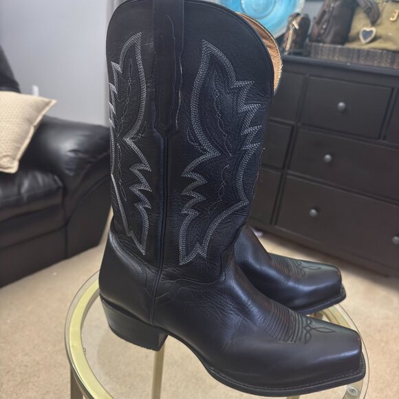 EL Dorado Handmade Vanquished Calf Boots Square Toe Sz 11 1/2 EW Black Leather - Picture 7 of 11